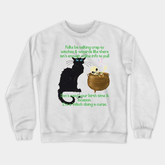 Black Cat Witches Wizards Hexes and Potions Crewneck Sweatshirt by TanoshiiNeko